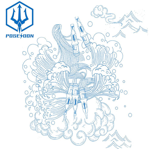 POSEIDON Tattoo Cartridges Needles 20PCS Tattoo Needles with Membrane Safety Cartridges Disposable # 12 Standard Round Shader Tattoo Needle for Ta...