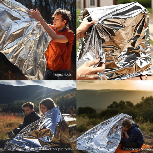 Survival Blanket Emergency Mylar Thermal Blankets, Portable space blankets survival camping emergency blankets. suitability for camping, Bug Out B...