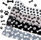 4 Rolls 26.4 Yard Paw Print Ribbon Dog Bone Wired Edge Ribbon Craft Wired Ribbon DIY Wrapping Ribbon for Halloween Christmas Handicraft Decor Part...