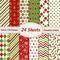 Whaline 12 Designs Christmas Pattern Paper Pack 24 Sheet Merry Christmas Scrapbook Specialty Paper Double-Sided Collection Green Red Decorative Cr...