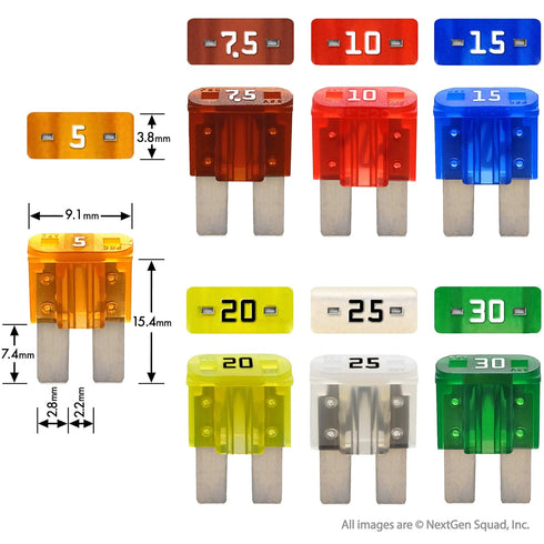 Micro2 APT ATR 50 Piece Automotive Car Fuse Assortment Glove Box Set (49 Micro 2 Blade Fuses + Fuse Puller) 5A 7.5A 10A 15A 20A 25A 30A...