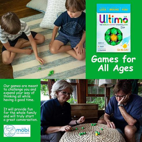 Mobi Ultimo Kids Dice Game - 1 Minute Strategy Game, Great for Family Game Night, Easy to Pack for Travel, for Ages 8 and Up - 2 Players, 15 Dice...