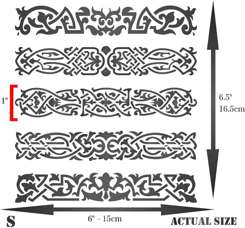 Stencils for Walls: Celtic Clip Stencil, 6 x 6.5 inch (S) - Irish Celts Viking Barrette Hairclip Knotwork Design Woven Ethnic Braided Protection K...