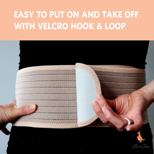 Jill & Joey Maternity Belt - Belly Band for Pregnant Women - Back Brace & Belly Support - Pregnancy Must-Have - Back Pain Relief (Beige, Medium)...
