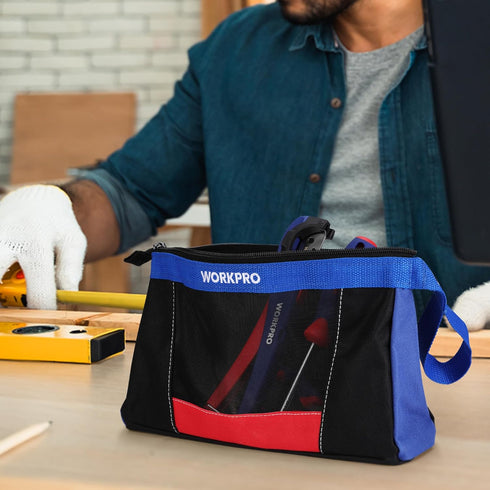 WORKPRO 12" Tool Pouches with Zipper, Utility Bag Pouch for Tool Organizers and Storage, Small Tool Bag, Multipurpose Storage pouch 2-Pack...