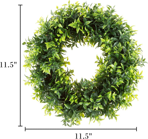 11.5-Inch Opal Basil Wreath - UV Resistant Artificial Summer, Fall, Winter, or Spring Wreath - Indoor/Outdoor Wreaths for Front Door by Pure Garde...