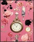 Posterizer 1 pcs-vintage watches , flowers-pink girly collage-Abstract & Modern Art-Floral & Botanical Art-Gift for Art Lovers- UNFRAMED Wall Art...