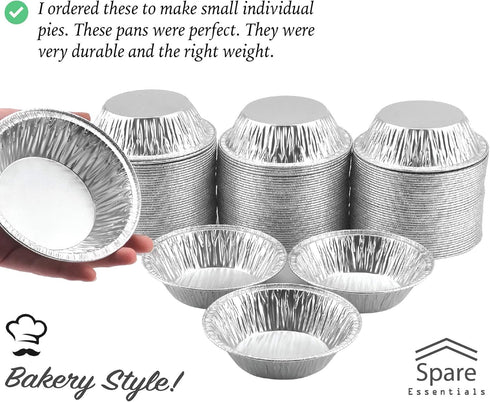 (60 Pack) Pie Tins 5 inch, Disposable Mini Pies Tin, Tart Aluminum, Individual Serving Pans for Baking Mini Chicken Potpie, Small Homemade Cakes &...