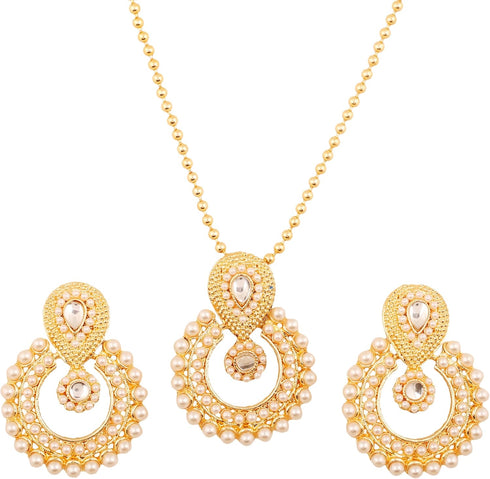Touchstone Indian Bollywood Elite Mughal Kundan Look Chand Baali Moon Bridal Designer Jewelry Pendant Set For Women In Gold Tone. (Gold)...