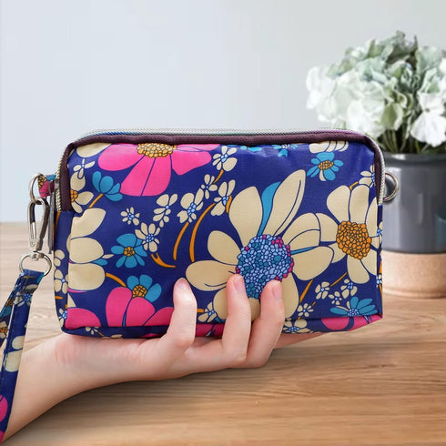CONISY Large Capacity Wristlet Wallets for Women, Printed Nylon Crossbody Clutch Purse, 3 Zipper Cell Phone Wallet for Ladies...
