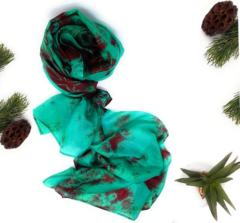 Millie & Boo 100% Brown & Green Marble Silk Scarf ladies scarf wrap silk shawl...