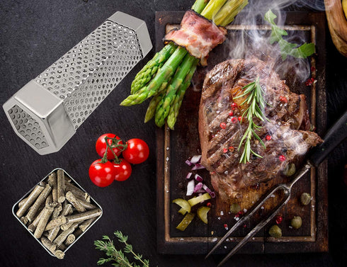 Smoker Smoke Tube Box for Pellets Grill, 304 Stainless Steel BBQ Cold Smoker Generator Tube, 2.5 Hours of Billowing Hot or Cold Smoking - 6" Hexag...