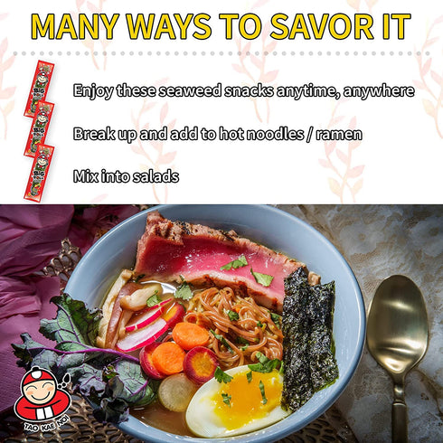 Big Roll Grilled Seaweed Snacks by Tao Kae Noi, Spicy Flavor Grilled Seaweed Rolls, Healthy Nori Sheet Rolls for Kids and Adults, Nori Snacks, 6 p...