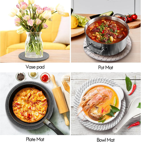 7" Trivets for Hot Dishes, Hot pots and Pans, 4 Pcs Pot Holders for Kitchen?Heat Resistant Hot Holders are Used to Protect Your Furniture and Tabl...