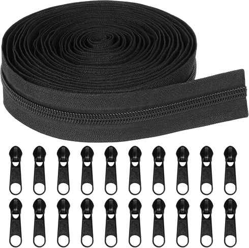 MiniRed 5Yards Bulk Zippers, (#5) Black Nylon Coil Zipper by The Yards for DIY Sewing Craft Bags with Replacement 20PCS Sliders (#5 Black)...