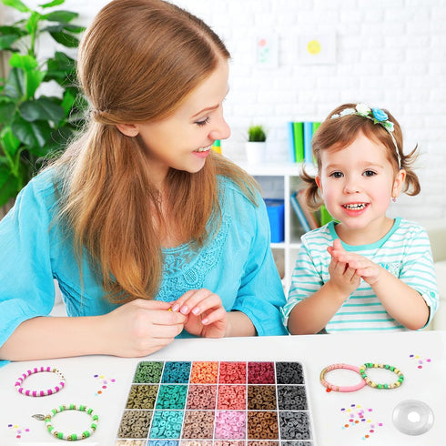 TEXGIZRLY Clay Bead Bracelet Kit, Friendship Bracelet Making Kit for Girls, 24 Colors Clay Beads for Bracelets Making, Beads for Jewelry Making Ki...