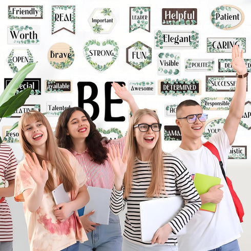 36 Pcs Eucalyptus Affirmations Station Bulletin Decoration Classroom Inspirational Bulletin Board Set Greenery Positive Accent Cutouts Poster for ...