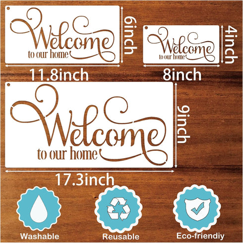 6 Pieces Welcome Stencils for Painting on Wood, Family Doormat Stencils Welcome Sign Templates for Painting Fabric Wall Wood Sign (Welcome-2)...