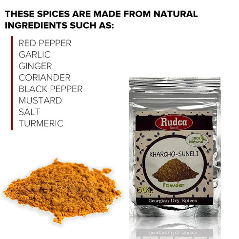 Rudca Food Mix Georgian Traditional Seasoning Kharcho Suneli, Khmeli Suneli, Utsho Suneli, 50g each bag...