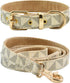 Leather Dog Collar and Leash Set, Check Pattern Dog Collar Leashes Metal Buckle Adjustable Durable for Small Medium Large Dogs (White, L(14.5-18.5...