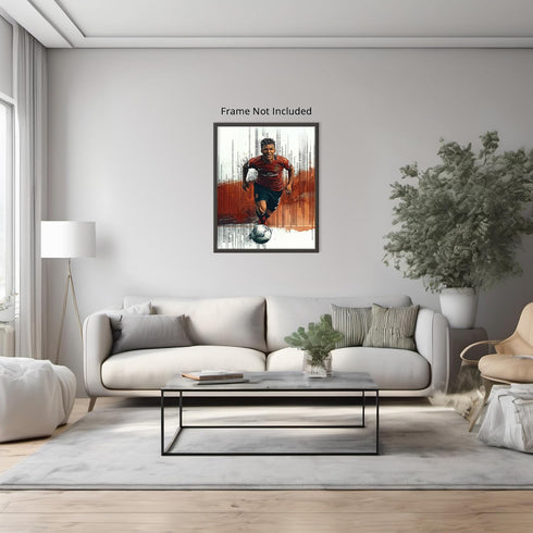 Posterizer 1 pcs-abstract passionate soccer / football player running poster-Sports & Hobby Art Gifts for sports fans Decor for Home & Office- unf...