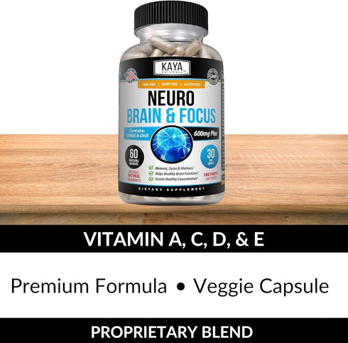 Kaya Naturals - Neuro Brain for Memory & Focus - Nootropic Energy Capsule - Nootropic Brain Support Supplement - Focus & Concentration & Learning ...