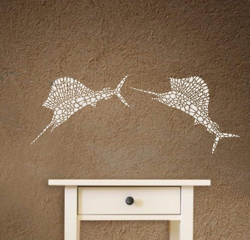 Marlin Stencil, 11.5 x 6 inch (M) - Mosaic Fish Sailfish Wall Stencils for Painting Template...