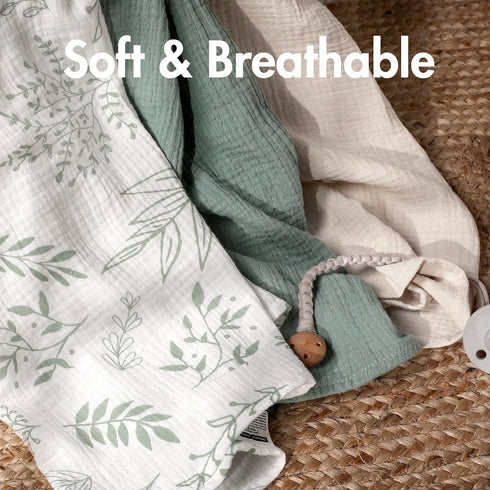 Muslin Swaddle Blankets for Newborn, 3 Pack Breathable Soft Receiving Blanket, Large 38 x 40 inches Swaddle Wrap Burping Clothes, Essentials Infan...