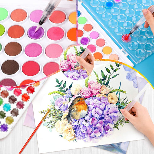 Taotree Watercolor Paint Set, 48-Color Watercolors Cake & a Brush a Refillable Water Brush Pen, Painting Supplies Gifts Trendy Stuff, Easter Baske...