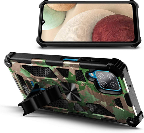 NZND Designed for Samsung Galaxy A12 Phone Case with Tempered Glass Screen Protector (Full Coverage), Full-Body Protective Shockproof [Military-Gr...
