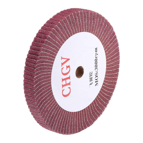 uxcell 200mm x 25mm 320 Grit Non-Woven Polishing Burnishing Wheel Abrasive Cloth Nylon Wire Drawing Flap Wheel for Stainless Steel Metal Red...
