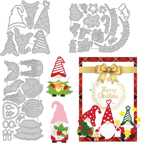 11Pcs Gnome Die Cuts Metal Dies Santa Claus Cutting Dies Gnome Embossing Stencil Creative Gnome Dies for Card Making Scrapbooking Photo Album Enve...