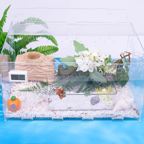 2 Pack Large Hermit Crab Water Tank,Hermit Crab Pool with Climbing Ramps,Hermit Crab Accessories Hermit Crab Salt Water for Medium or Large Hermit...