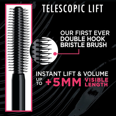 L’Oréal Paris Telescopic Lift Washable Mascara, Lengthening and Volumizing Eye Makeup, Lash Lift with Up to 36HR Wear, Black, 0.33 Fl Oz...