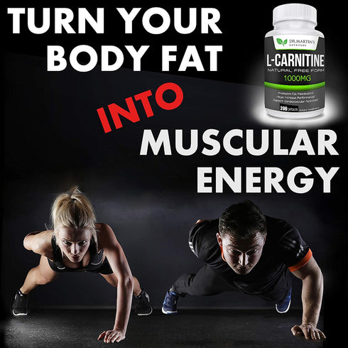 DR. MARTIN'S NUTRITION Extra Strength L-Carnitine - 200 Capsules - 1000mg Per Serving - Boost Your Metabolism and Increase Performance...