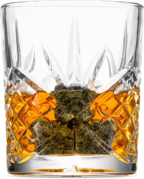 Godinger Whiskey Glass and Whiskey Stones, Gift Set Includes Old Fashioned Whiskey Glasses, 6 Whiskey Rocks Chilling Stones and Storage Pouch, Gif...