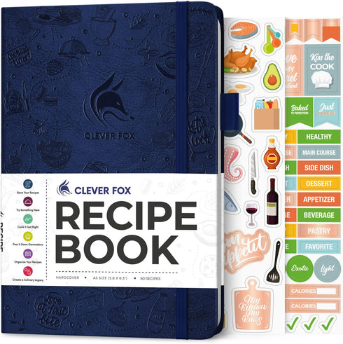 Clever Fox Recipe Book - Make Your Own Family Cookbook & Blank Recipe Notebook Organizer, Empty Cooking Journal to Write in Recipes, A5, Stores 60...