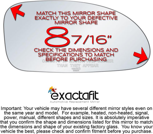exactafit 8229R Passenger Side Mirror Glass Replacement Repair Compatible With 2000 2001 2002 2003 2004 2005 Buick LeSabre...