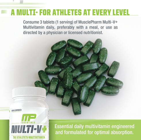 Muscle Pharm Essentials Multi-V+, The Athlete's Multi-Vitamin, Enhanced Energy, Performance & Immune Health, Daily Multivitamin for Men & Women wi...