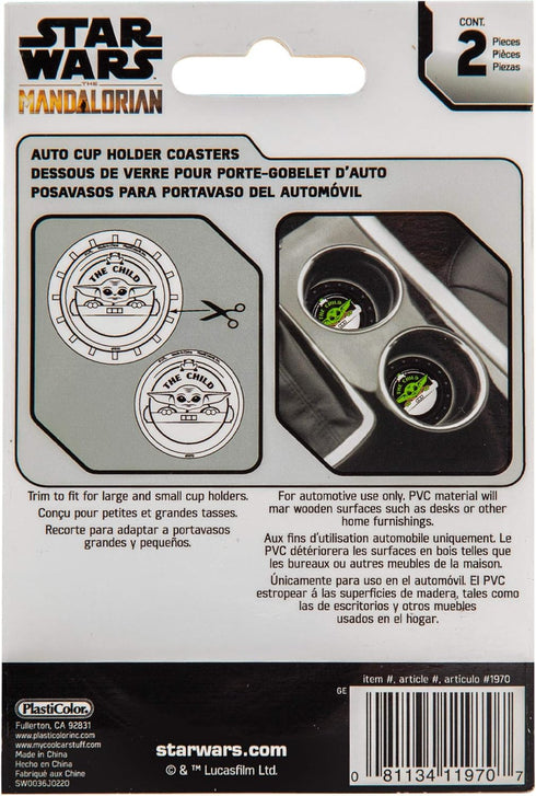 Plasticolor 001970R01 Star Wars Mandalorian Baby Yoda The Child Auto Coasters Set of 2...