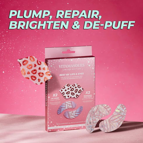 Vitamasques Under Eye Patches & Lip Mask Sheets, Best of Eyes & Lips Set - Eye Patches for Puffy Eyes - Under Eye Masks for Dark Circles and Puffi...