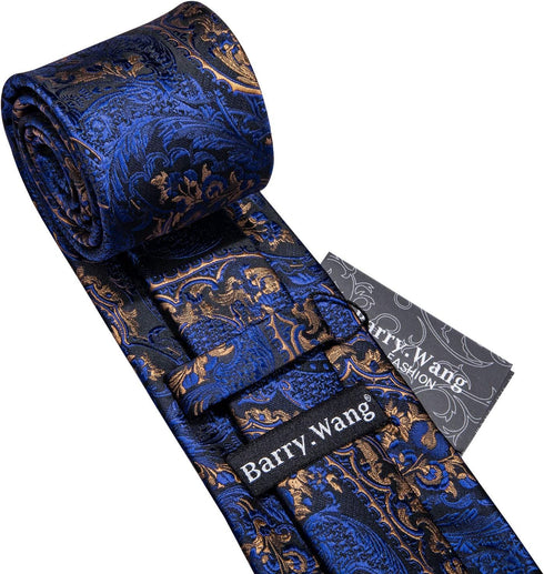 Barry.Wang Mens Tie Set Paisley Necktie Pocket Square Cufflinks Formal Wedding Business Party...