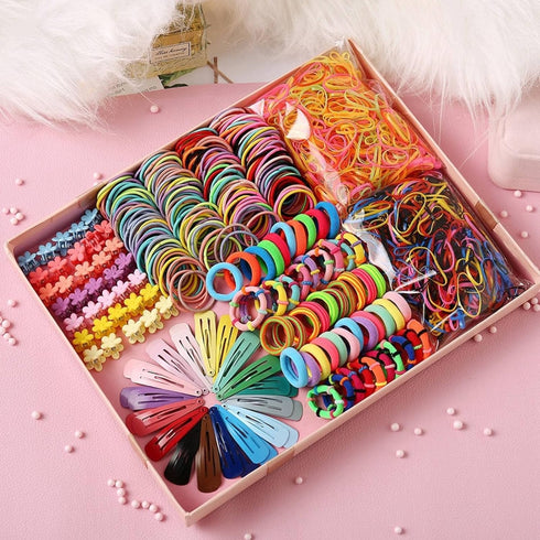 880PCS Hair Accessories Set for Girls Hair Clip Hair Tie Set Elastic Hairbands Rubber Bands Flower Hair Clip Metal Snap Hair Clips for Girs Teens ...