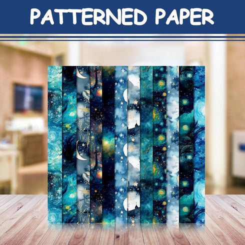 24Pcs Galaxy Pattern Scrapbook Paper Pack 6"x6" Starry Sky Specialty Paper Scrapbooking Cardstock Paper Designer Paper Pads Junk Journal Craft Pap...