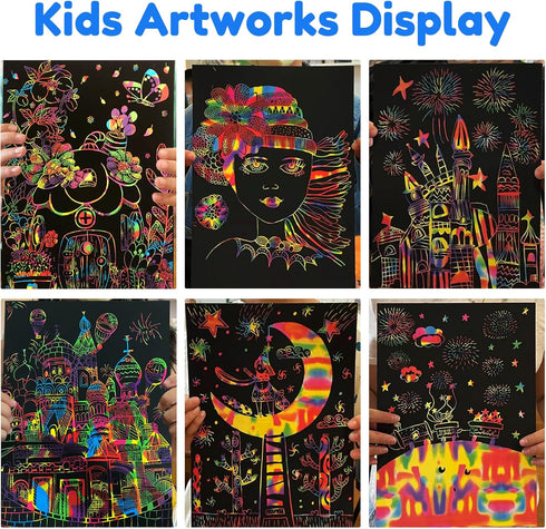 ZMLM Scratch Art for Kids Toy: 60 Rainbow Scratch Paper Art Supplies Kits for Boy Girl Birthday Gift Arts Crafts Classroom Supplies for Kids Party...