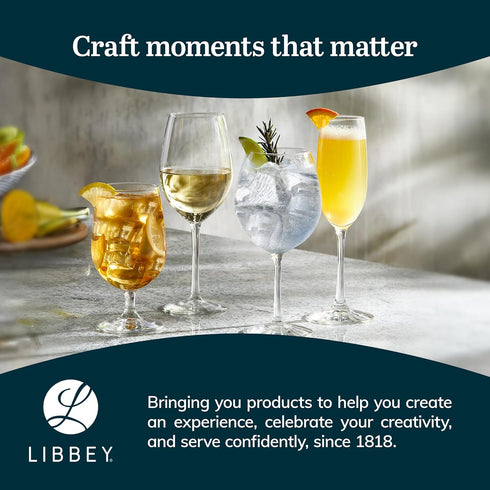 Libbey Entertaining Essentials Stemmed Water Glasses, Clear Multi Purpose Water Goblet Set of 6, Dishwasher Safe 16 oz Goblet Glasses for Parties...