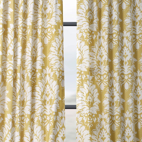HPD Half Price Drapes Luxury Damask Printed Curtains 108 Inches Long Luxury Damask Cotton Curtains (1 Panel) Room Darkening Window Curtains for Be...