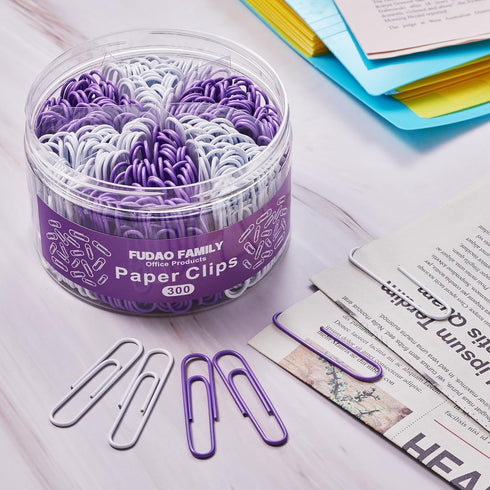 300pcs Large Paper Clips, Purple and White Jumbo Paperclips, 2 Inch (50 mm) Paper Clip for Office School Document Organizing...
