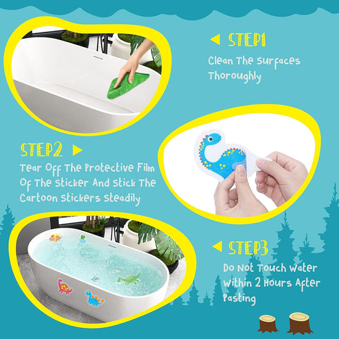 Hebayy 30 Non Slip Bathtub Stickers with Dinosaur Design, Waterproof and Anti Skid for Shower and Bathtub with Premium Scraper...