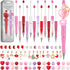 Crtiin 15 Pcs Beadable Pens Assorted Bead Pens DIY Ballpoint Beaded Pens with 60 Charm Beads Pendants Beads Spacer Bead 15 Pen Packaging Bags for ...
